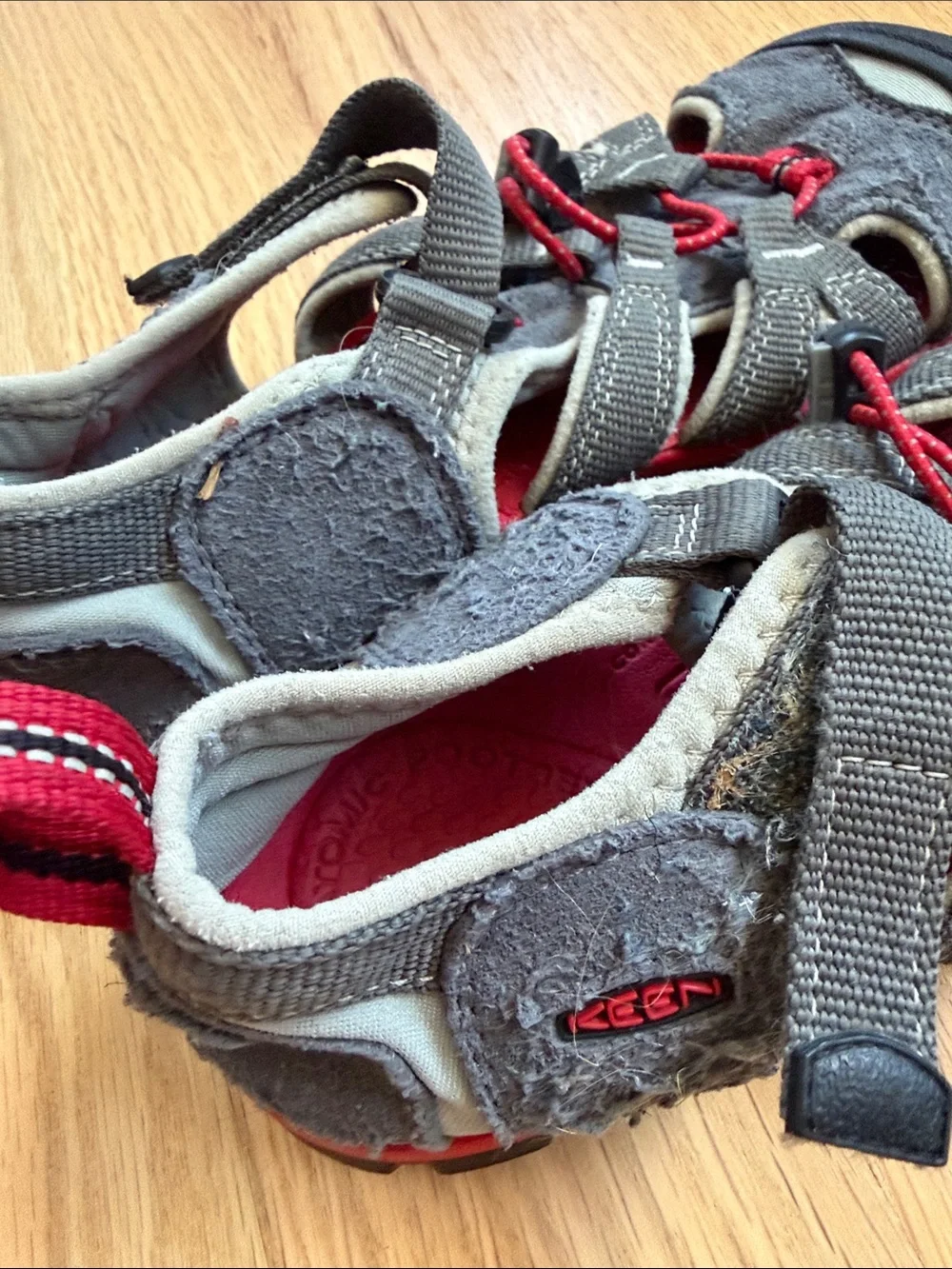 Keen Kids Gray and Red Water Shoes